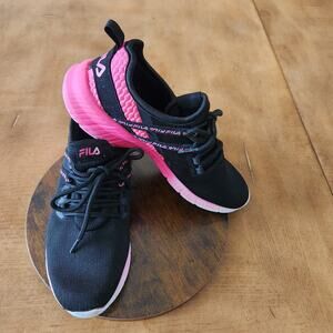 Fila Athletic Shoes Girl's Youth 5 Black and Pink Retro 90's Streetwear Sporty